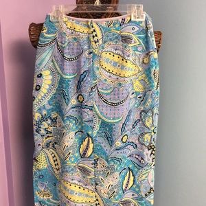 Funky VINTAGE 90s Colorful Blue PAISLEY Maxi Skirt